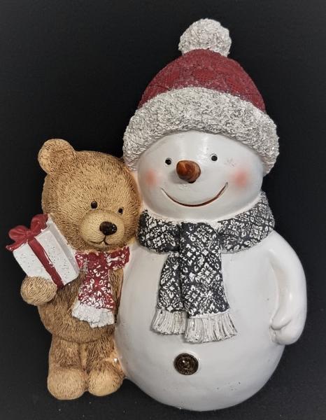 Winterzeit Schneemann mit Teddy